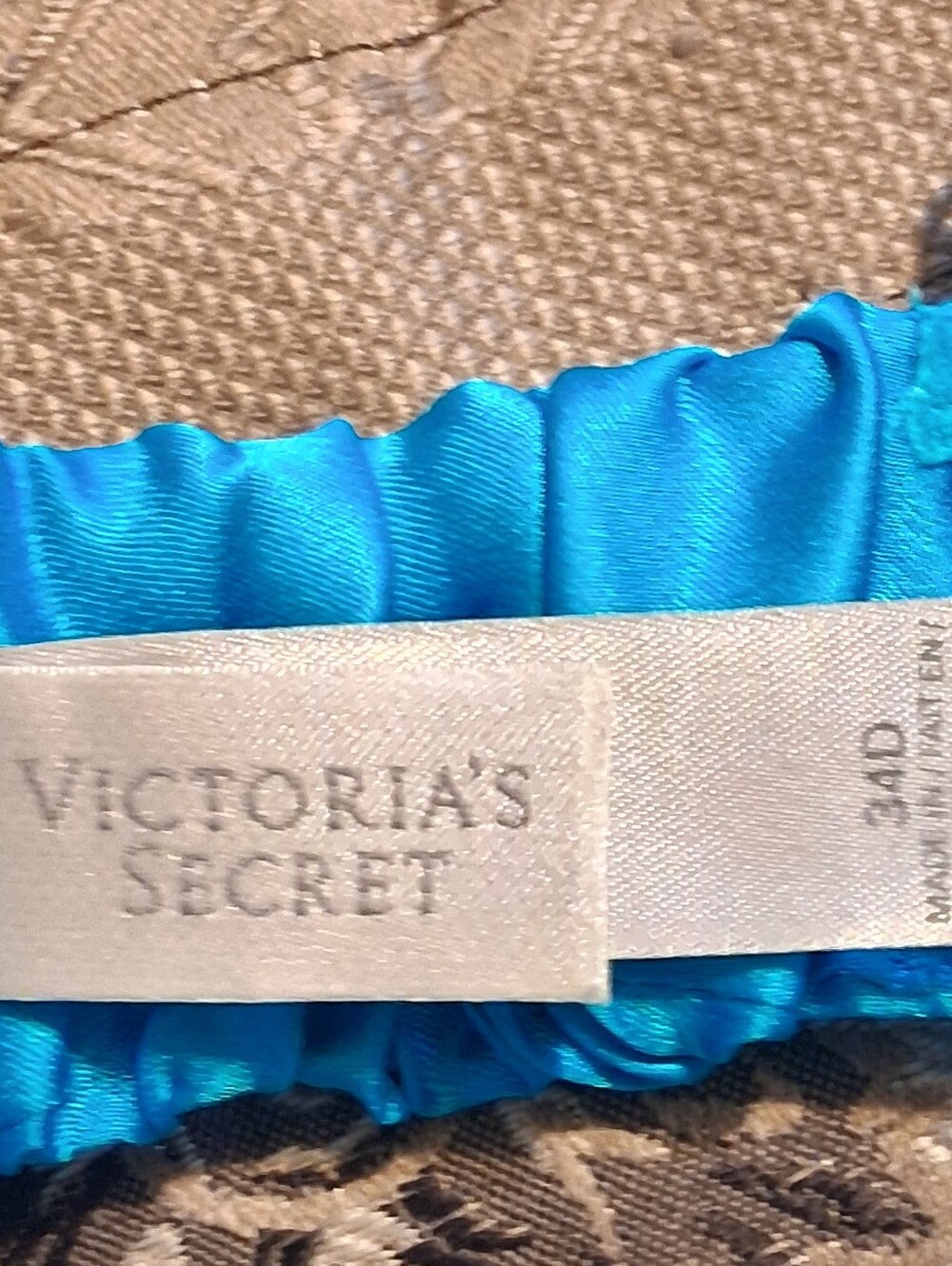 Victoria's Secret Turquoise Satin Lingerie Dress Sz34D Babydoll Fairy Padded Cup - Picture 7 of 15